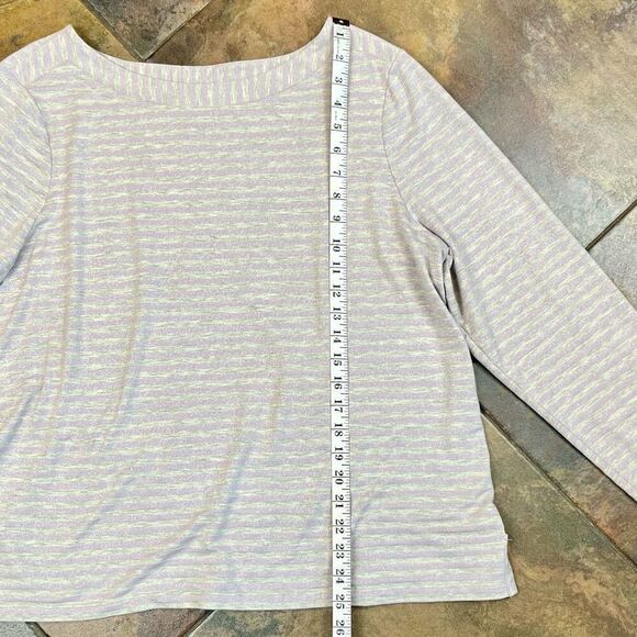 Chico’s Striped Purple Shimmer Silver Blouse Long Sleeves 3 XL 16 - Picture 6 of 11